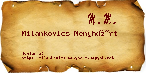 Milankovics Menyhért névjegykártya